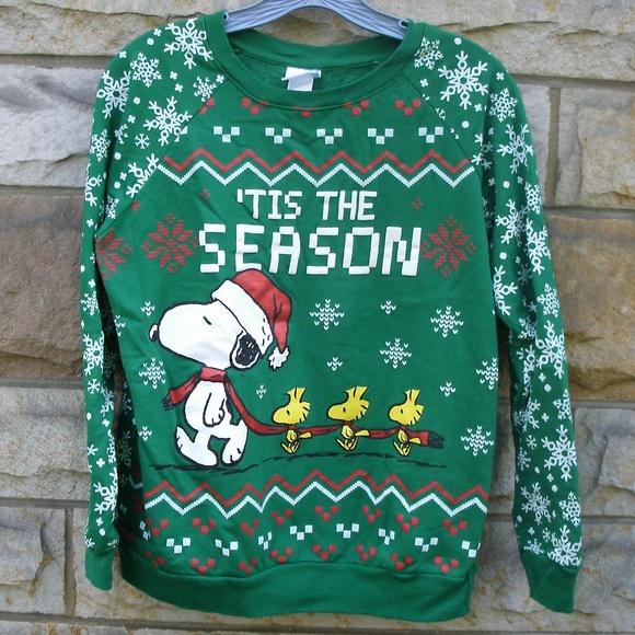 Peanuts Tops - Womens Christmas Snoopy Sweatshirt Size S